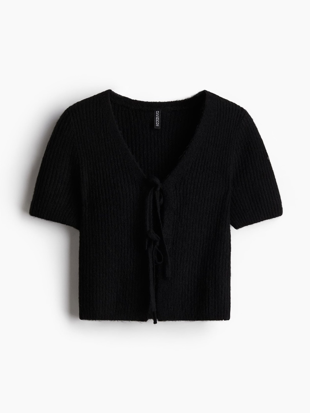 🌺 5/$35🌺 H&M Divided Black Ribbed Tie-Front Cropped Top